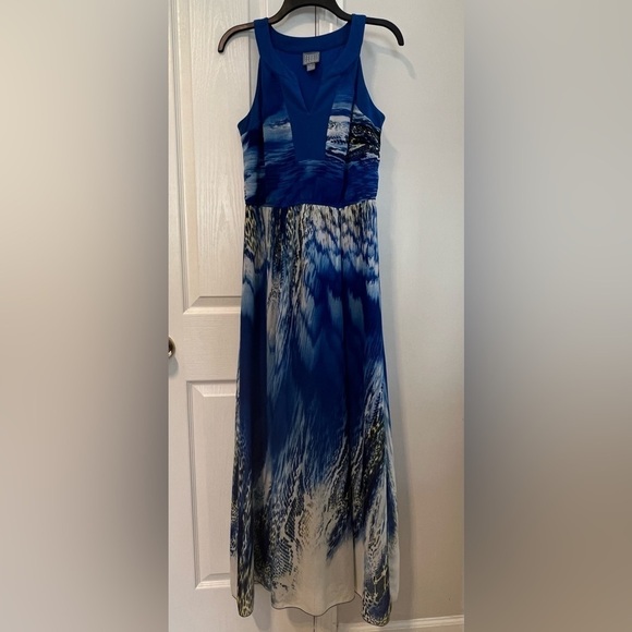 Rabbit Designs A-Line Flowy Maxi Dress Cruisewear Coastal Grandma Summer Blue 6 - Picture 1 of 9